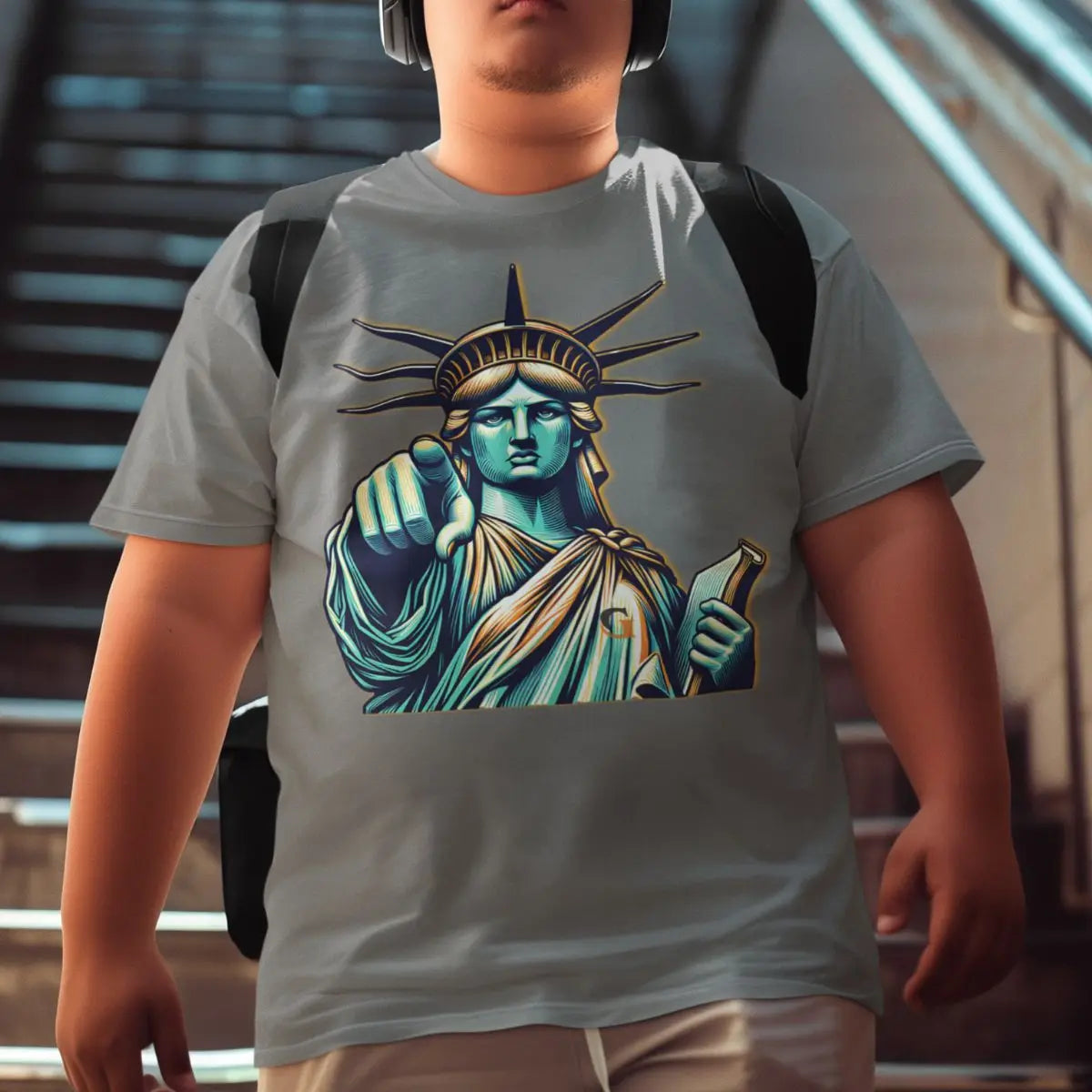 Basic Men's T-Shirt GuGi Statue Of Liberty New York 100% Premium Cotton Shirt CM01-507