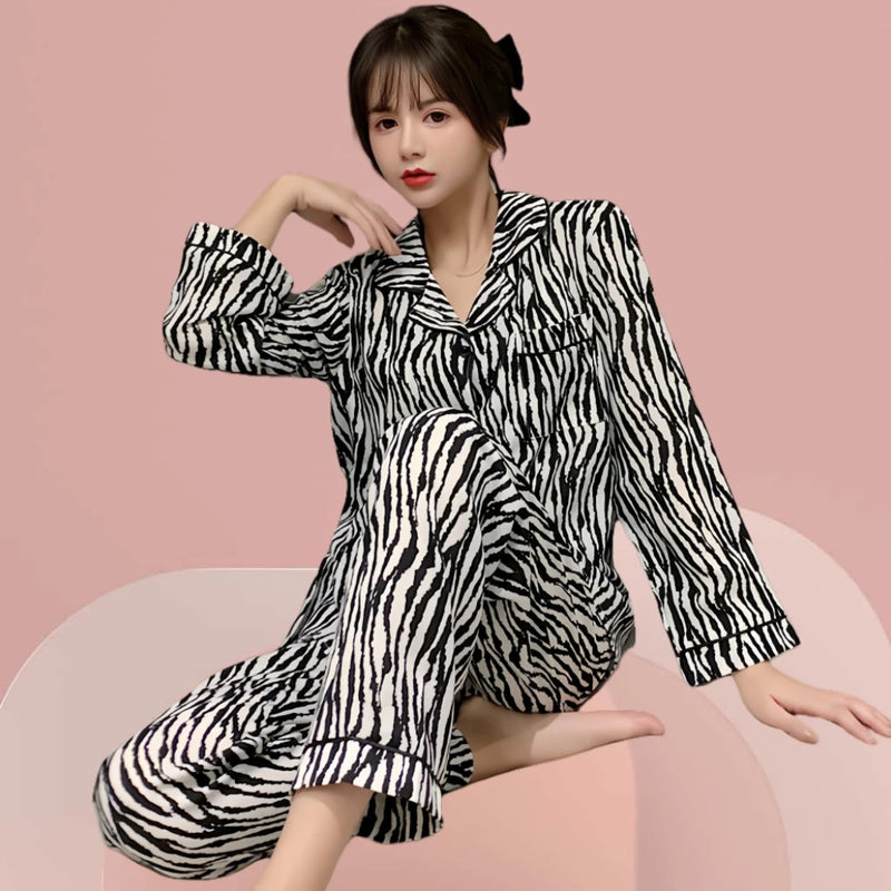 Z & D Lingerie Women's Pajamas Long Sleeve Open With Button Sy07