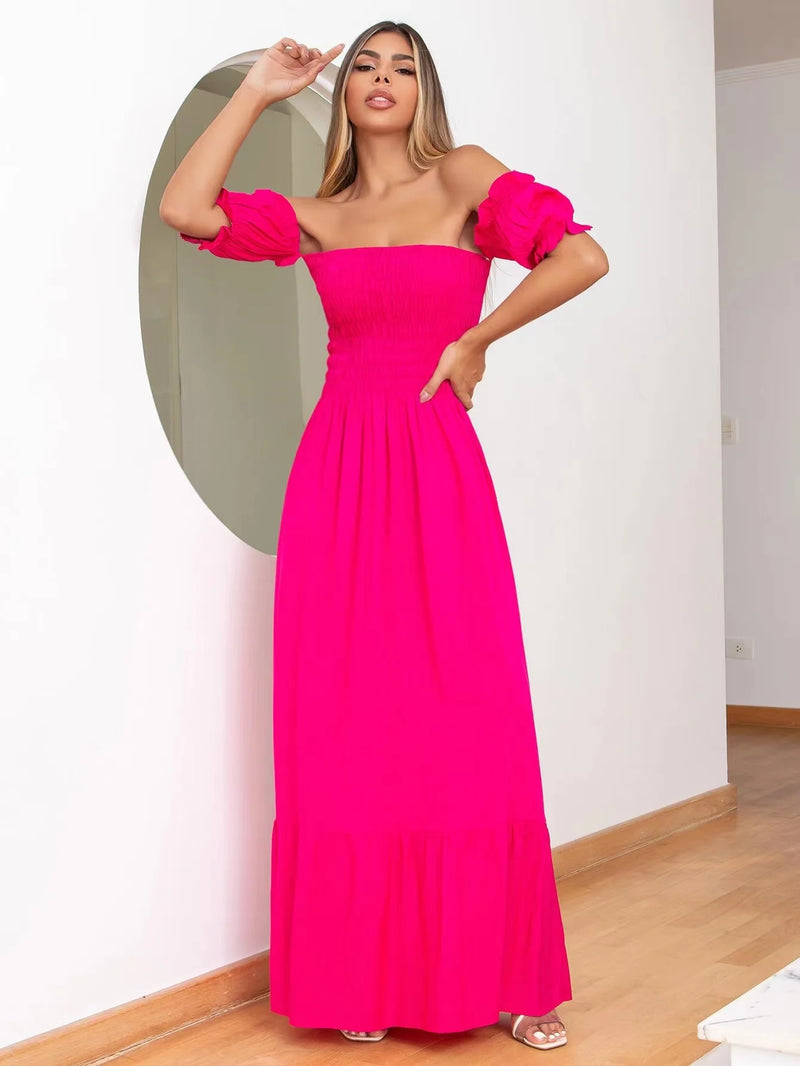 Long Short Sleeve Flare Elastex Ciganinha Dress