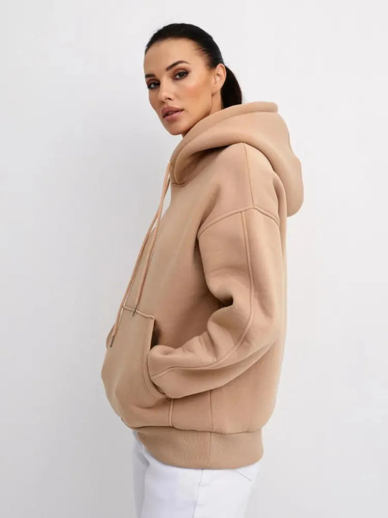 Moletom Feminino Grosso Flanelado Com Capuz Blusa de Frio Adulto Inverno Promoção
