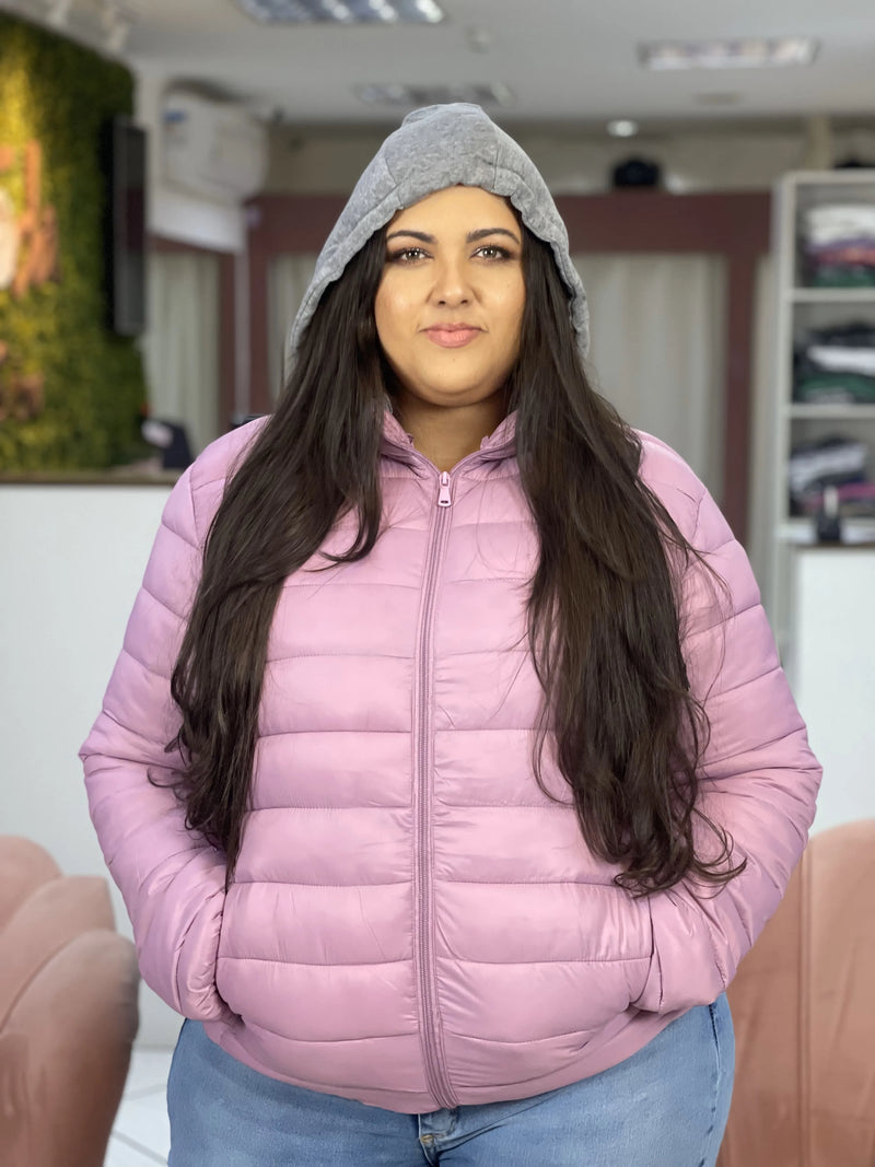 Women's Soft Nylon Puffer Jacket with Detachable Hood Plus Size Multicores Lined Super Resistant Cold and Wind Protection