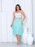 Summer Trend Women's Pleated Media Skirt Elastic Kos Fashion and Comfort in One