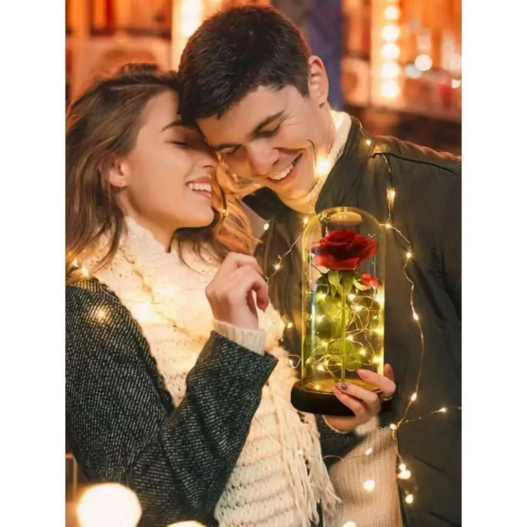 Enchanted Rose with LED Light-Eternal Flower Decorative Acrylic Dome