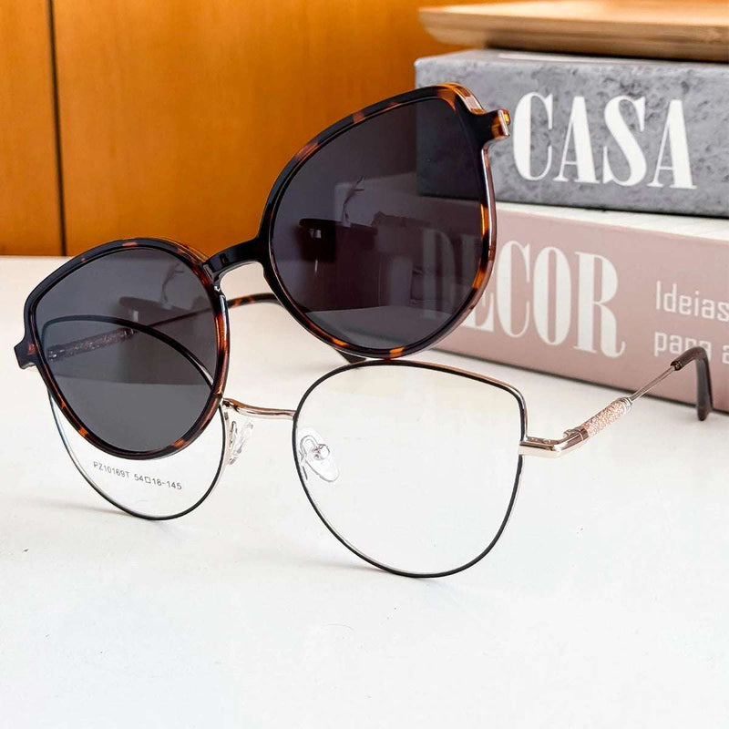 Women's Grade Glasses Lipon 2em and 1 Frame + Sun Round FASHION PZ10169T