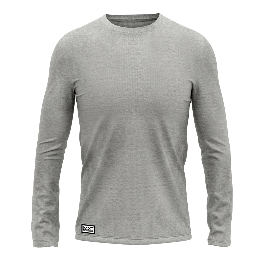 Men's Long Sleeve Solid Cotton Basic Shirt Grey MXC BRAZIL