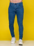 Calça Jeans Masculina Lavagem Azul Médio Super Skinny Moda Verão