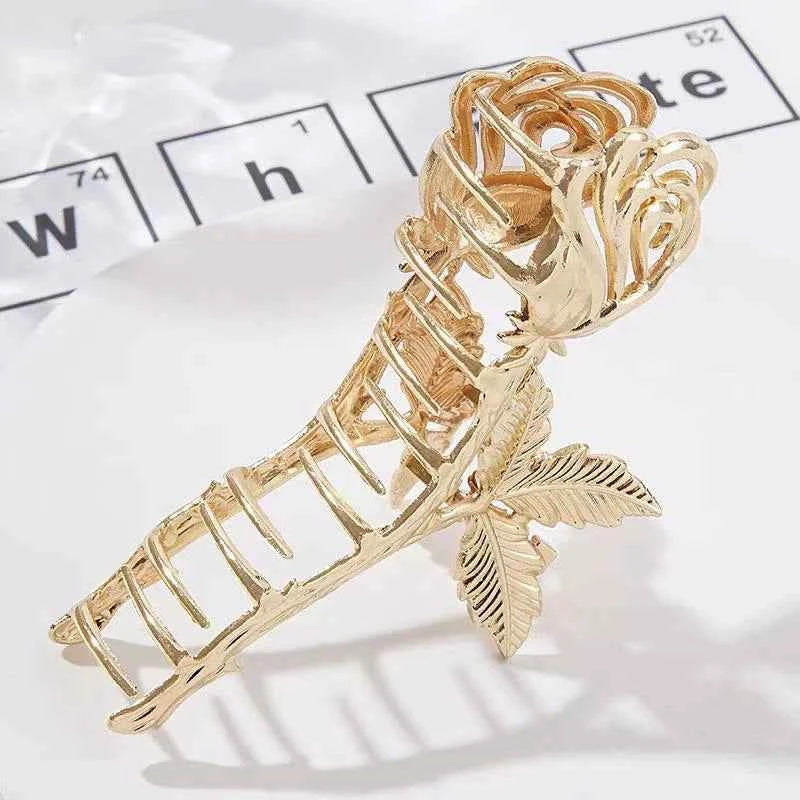 1pc Retro Metal Rose Hair Clip For Women, French Gentle-Style Head Back Twist Hairpin Hair Claw Hair Accessory