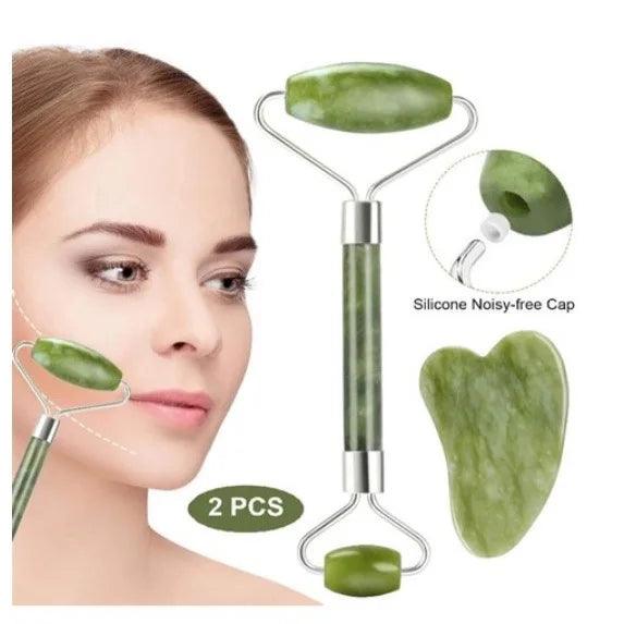 Jade Stone Roller Plate Gua Sha Anti Ruga Facial Massage - CRAVO ROSE