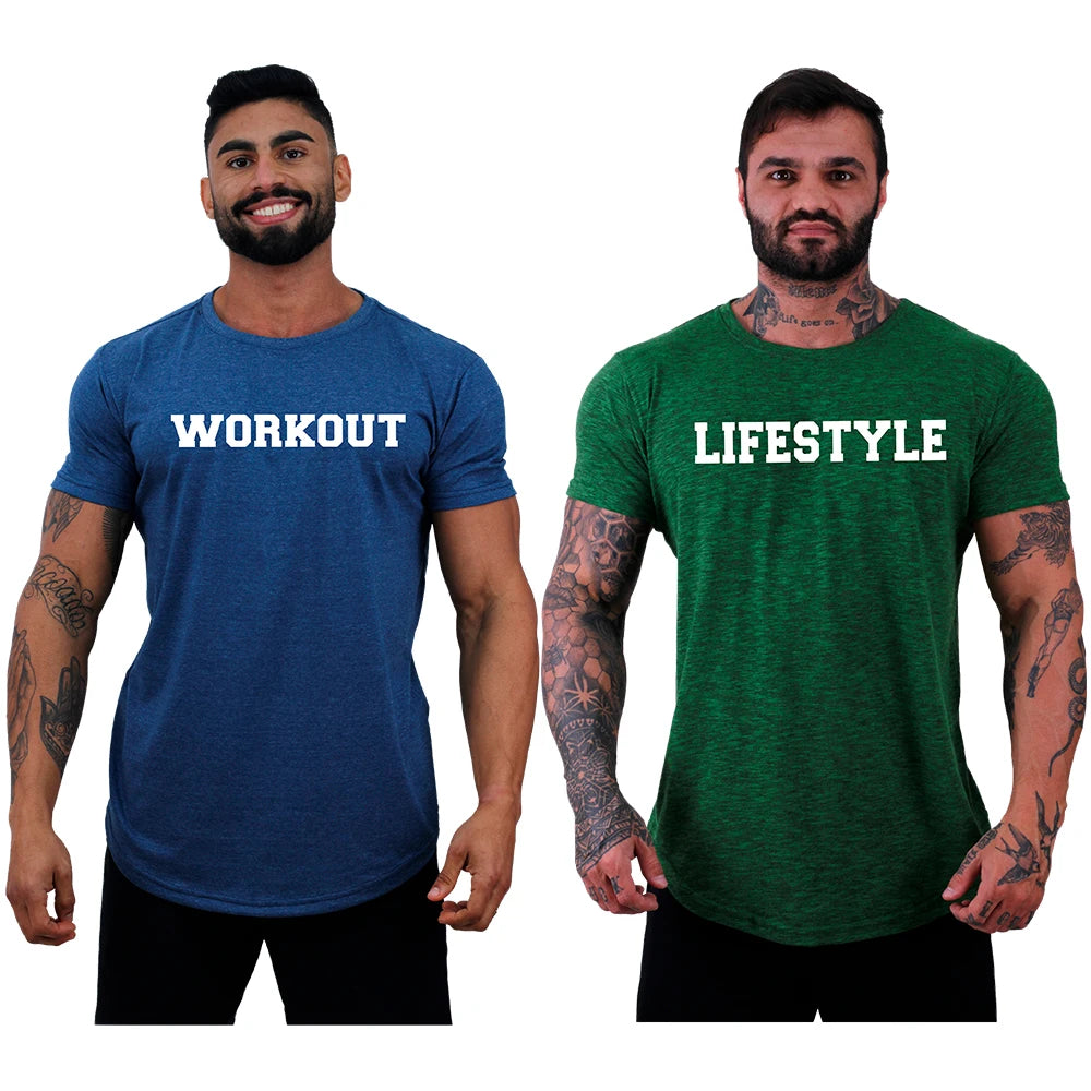 2 Kit Masculino Lonline Camisetas MXD Concept Fitness Fitness Casual Estampas