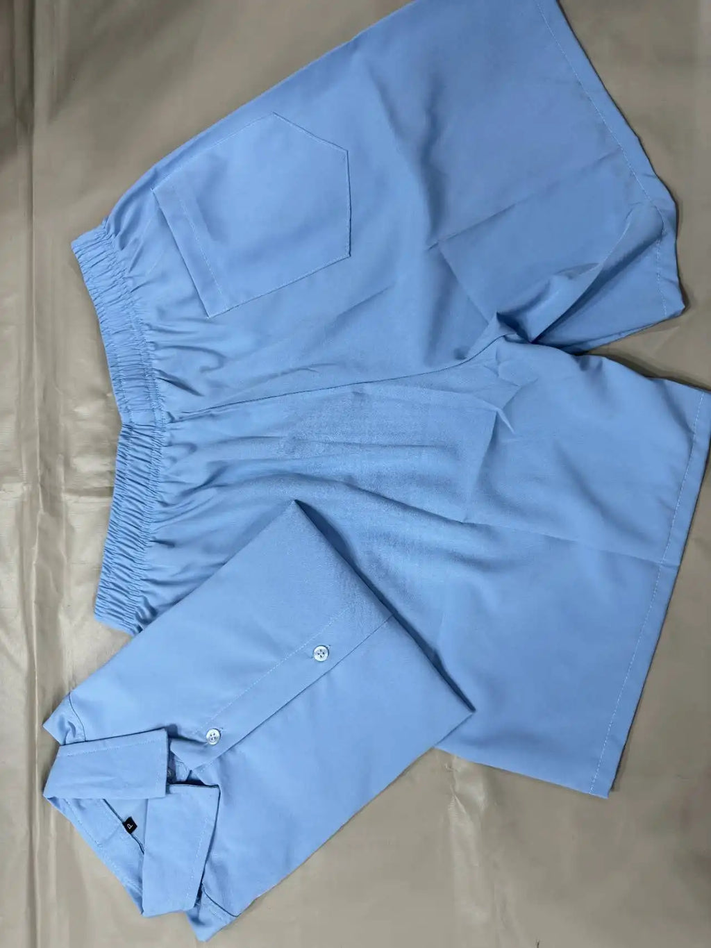 Solid Hawaiian Flower Shirt and Short Set Adult Men Viscose Fabric with Elastane