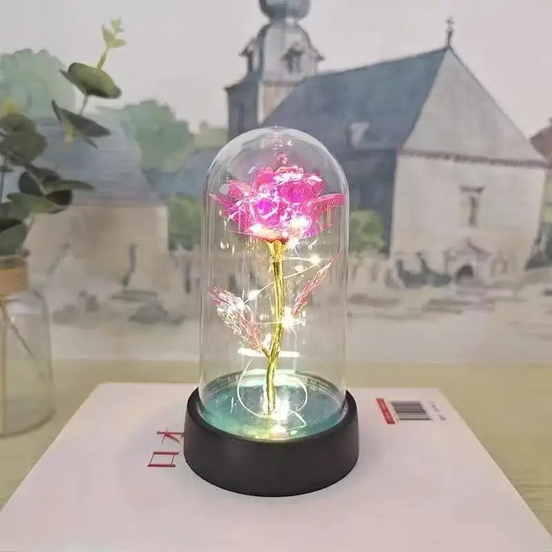 Enchanted Rose with LED Light-Eternal Flower Decorative Acrylic Dome