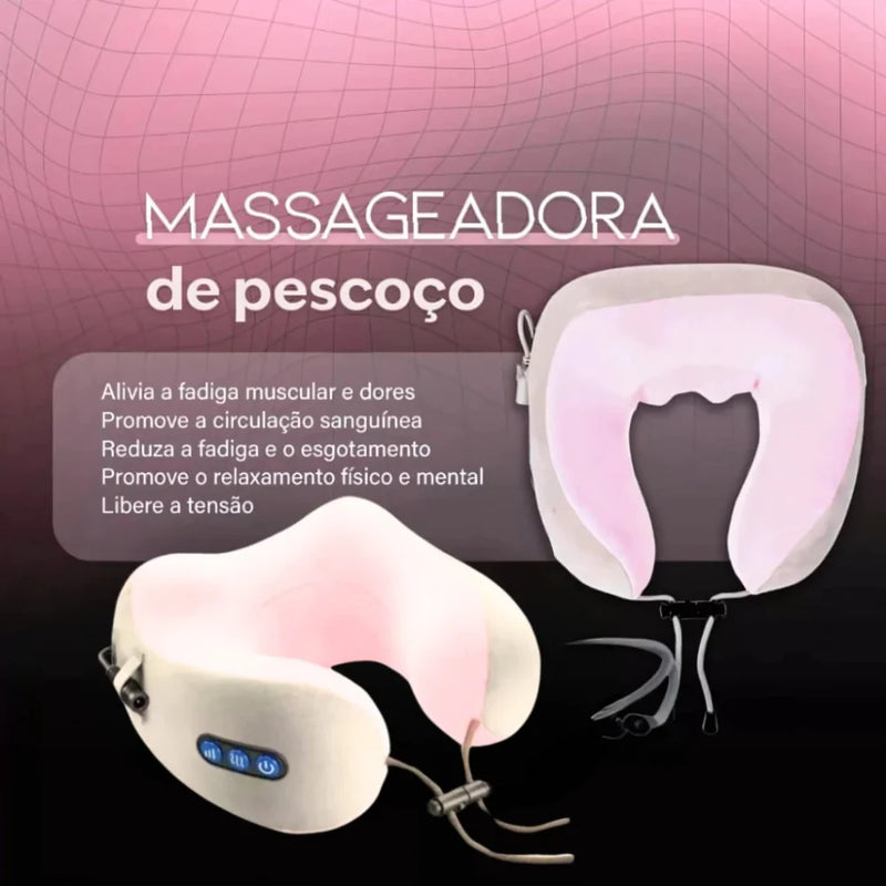 Almofada de pescoço de espuma massageadora com USB recarregável