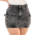 Mini Cargo Skirt Gray Graphite Marbled Jeans