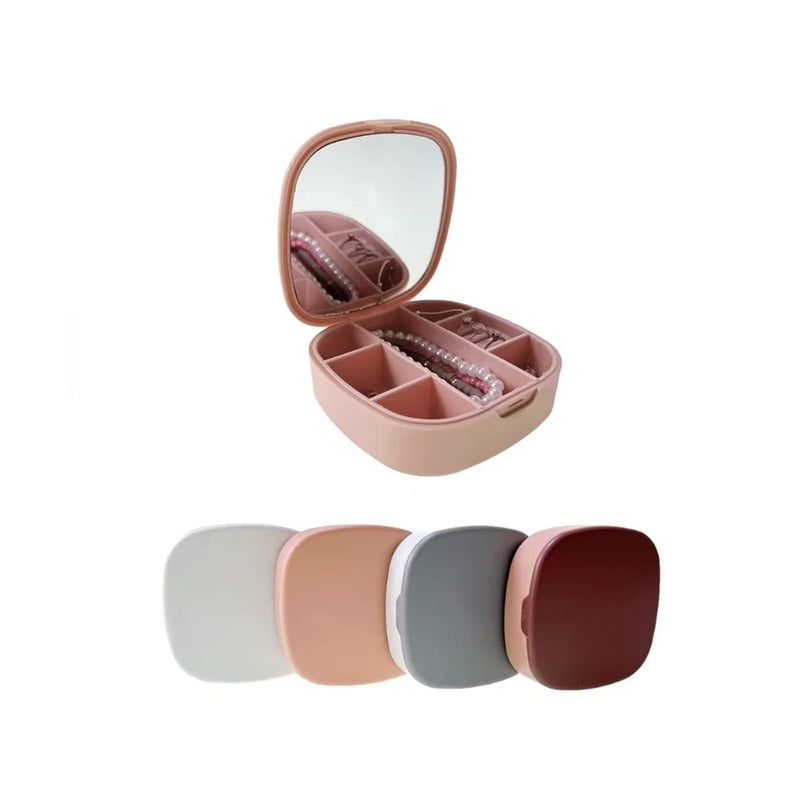 Mini Jewelry Door Travel Bag with Mirror Box Portable Jewelry Organizer Accessories Travel Compact Practice