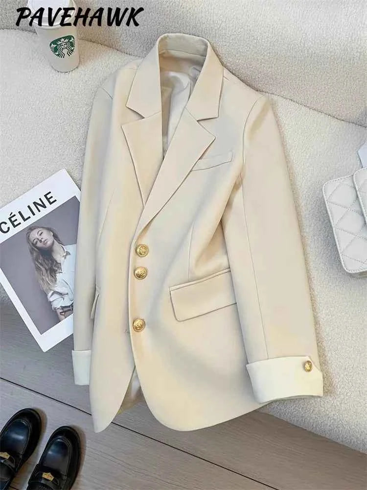 Elegant Women's Blazer Coat Fashion Stand Up Collar Long Sleeve Female Coats Spring Autumn Fashion Loose Office Lady Outwear