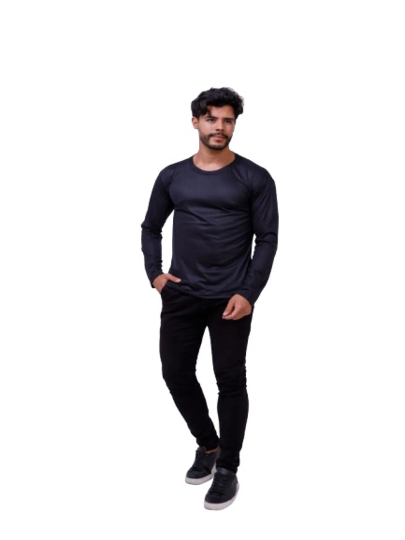 Kit With 5 Black Mesh Top Long Sleeve T-Shirts