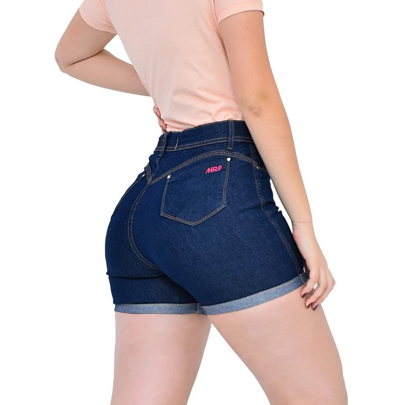 Shorts Jeans Feminino Cintura Alta Com Lycra - CRAVO ROSE