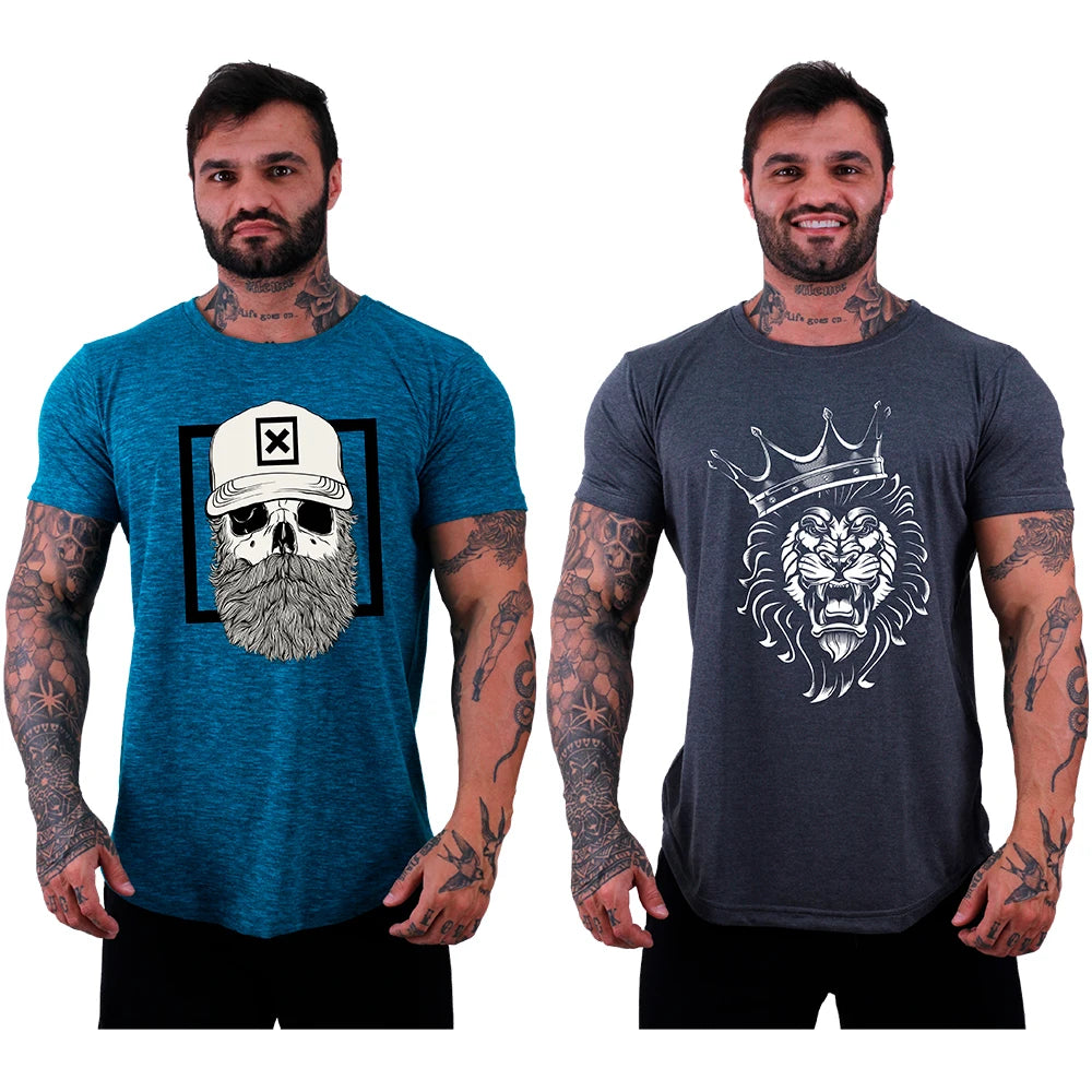 2 Kit Masculino Lonline Camisetas MXD Concept Fitness Fitness Casual Estampas