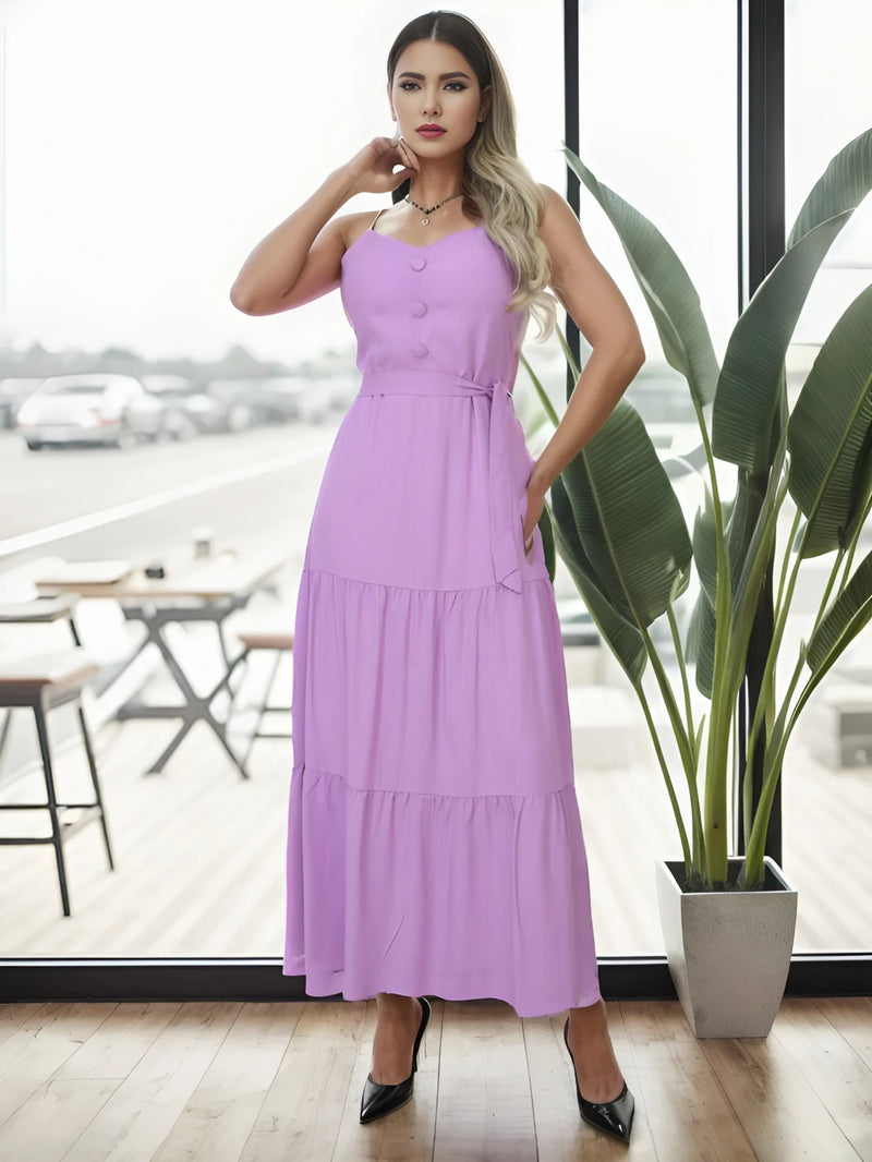 Women's Long Dress with Adjustable Strand, Elegant for Summer