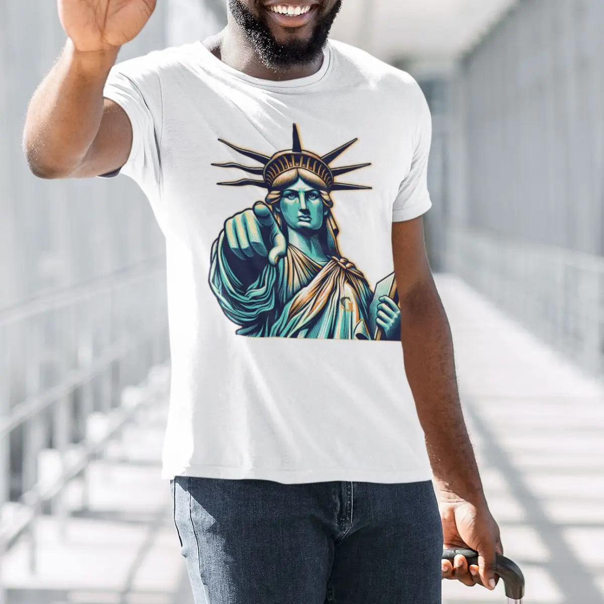 Basic Men's T-Shirt GuGi Statue Of Liberty New York 100% Premium Cotton Shirt CM01-507