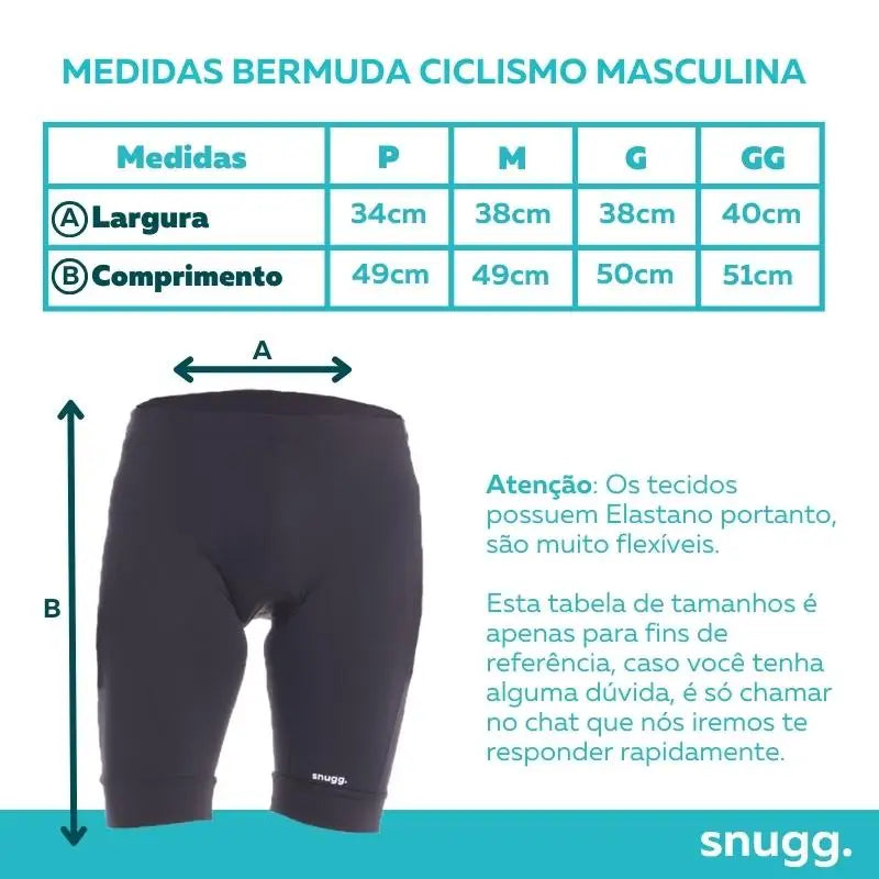 Shorts de ciclismo masculino Snugg Protection UV50 + Fitness Gym