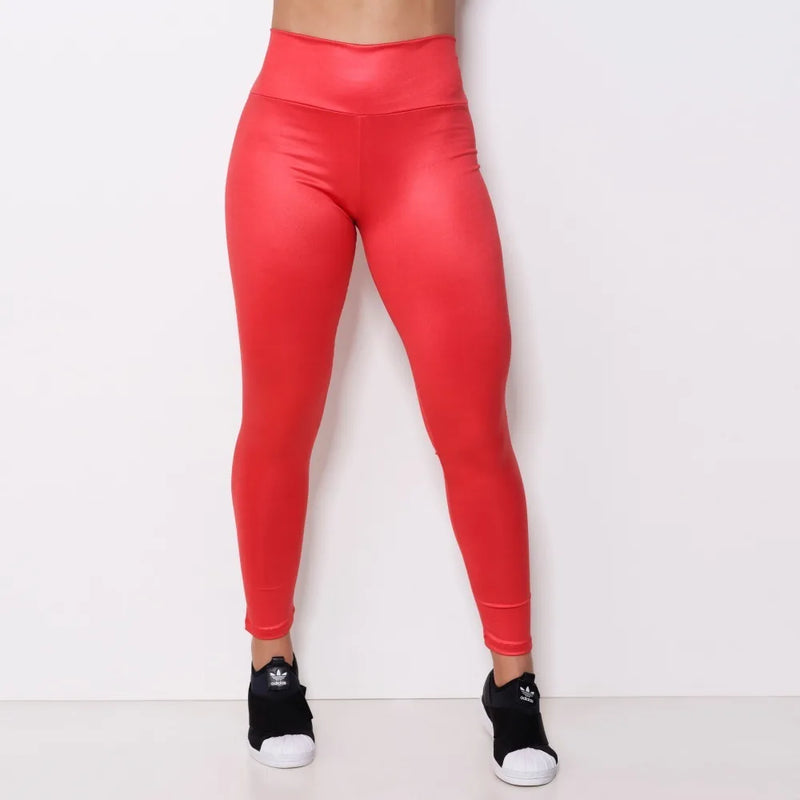 Calça Legging Fitness Fit Sports Brilhante Metalizado