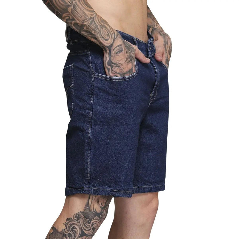 Kit 2 Bermudas Jeans Masculina Algodão Lavagem Clara + Média - CRAVO ROSE