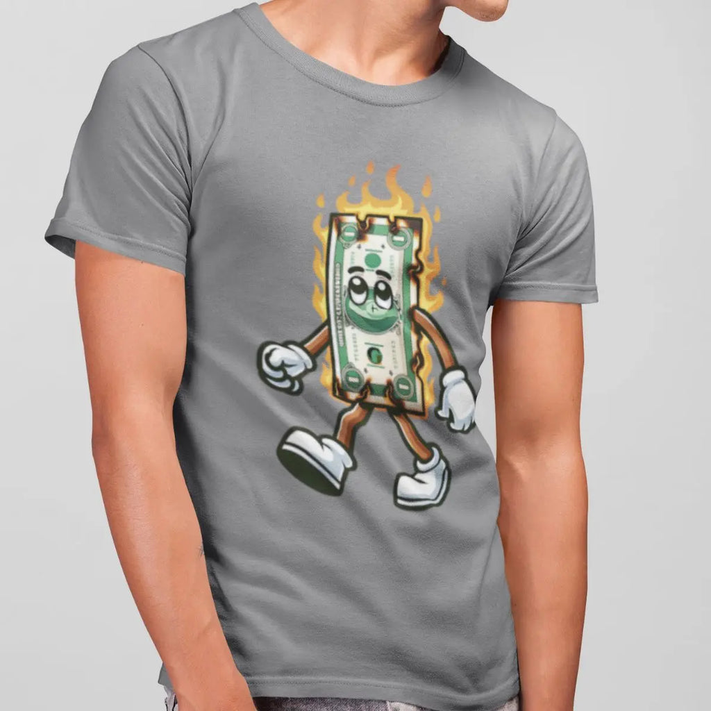 Basic Men's T-Shirt GuGi Burning Money In Flames Catching Fire 100% Cotton Premium CM01-510