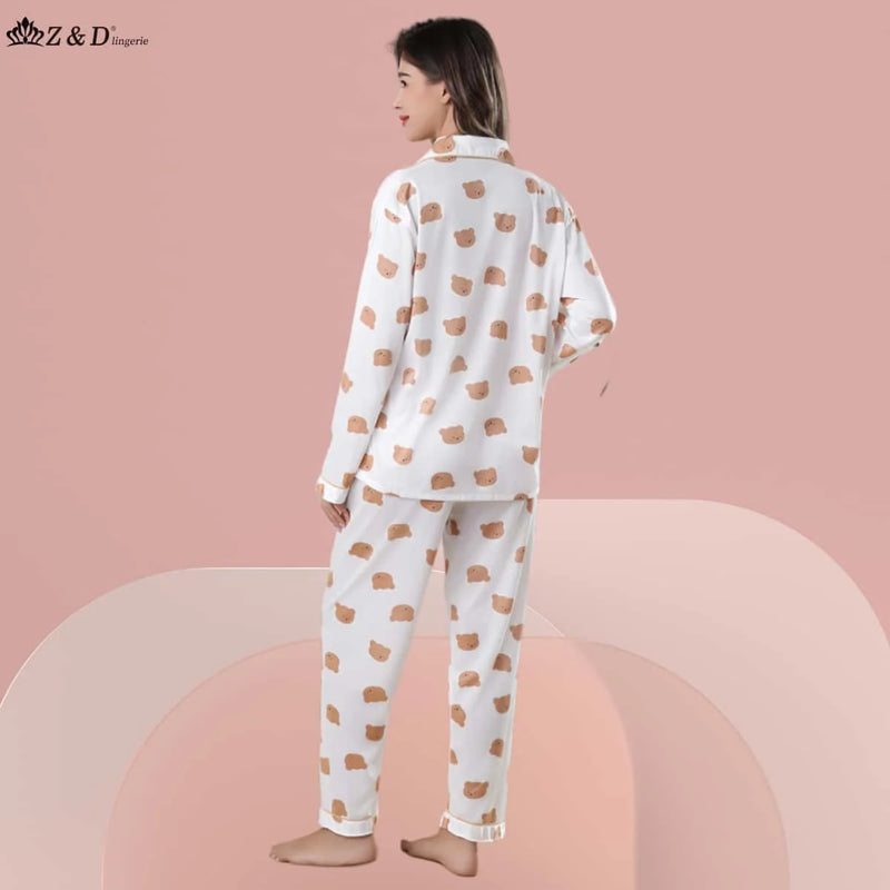 Z & D Lingerie Women's Pajamas Long Sleeve Open With Button Sy07