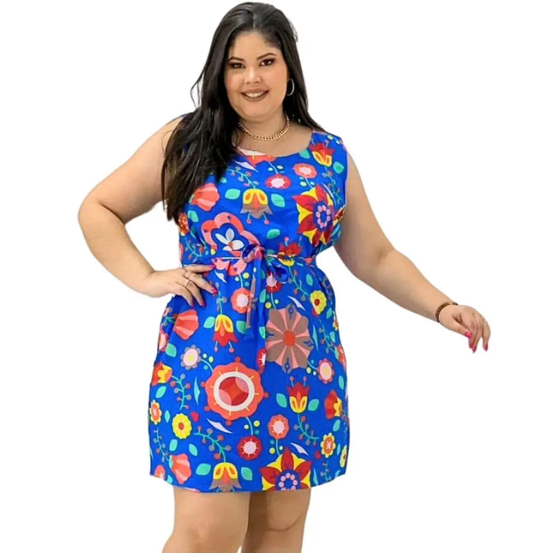 Kit 2 Plus Size Short Loose Dresses Viscose Assorted Prints