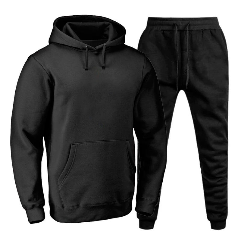 Conjunto de Moletom Masculino Básico Branco e Preto com Capuz do P ao G1/EXG
