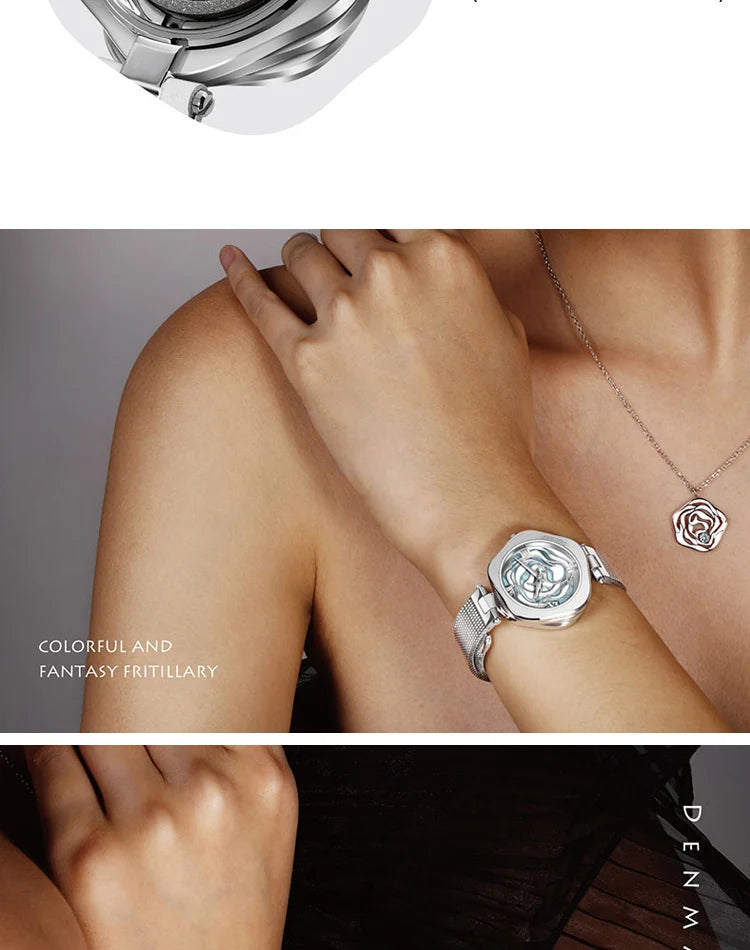Relógio de pulso mecânico automático CIGA Design para mulheres, relógio de pulso feminino Dinamarca Rose ou relógio de pulso feminino de quartzo japonês, relógio da moda
