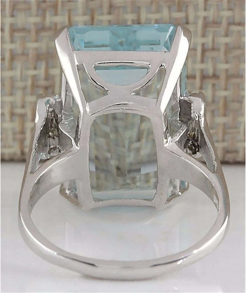 Real 925 Sliver Blue Topaz Ring for Women Sapphire Bizuteria Silver 925 Jewelry Jewelry Gemstone Turquoise Gemstone Rings Girls