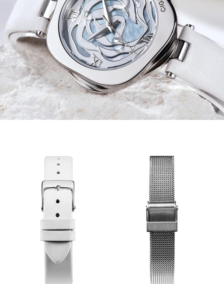 Relógio de pulso mecânico automático CIGA Design para mulheres, relógio de pulso feminino Dinamarca Rose ou relógio de pulso feminino de quartzo japonês, relógio da moda