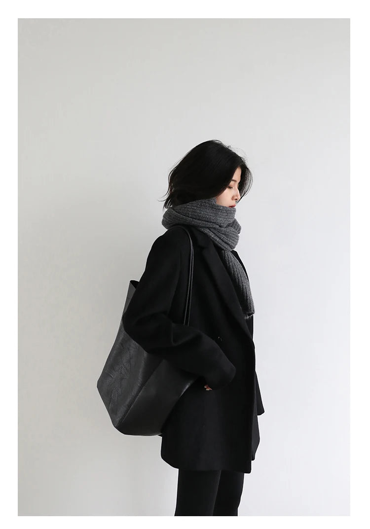 Casaco de lã feminino CHIC VEN, blazer longo de lã, blusa grossa e quente, sobretudo feminino, blusa feminina para escritório, outono e inverno