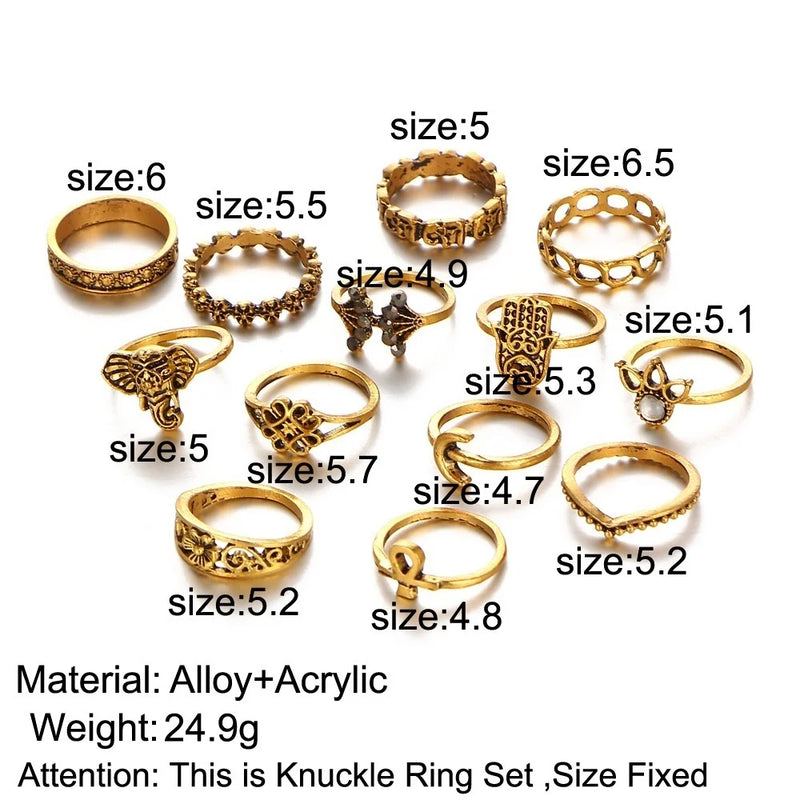 Delysia King hot new Europe retro crown jewels hand elephant 13 piece suit ring