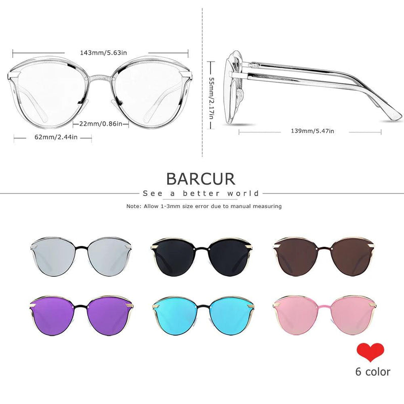 BARCUR Polarized Sunglasses Women Luxury Round Sun Glass for Women Ladies Female Shade Lunette De Soleil Femme - CRAVO ROSE