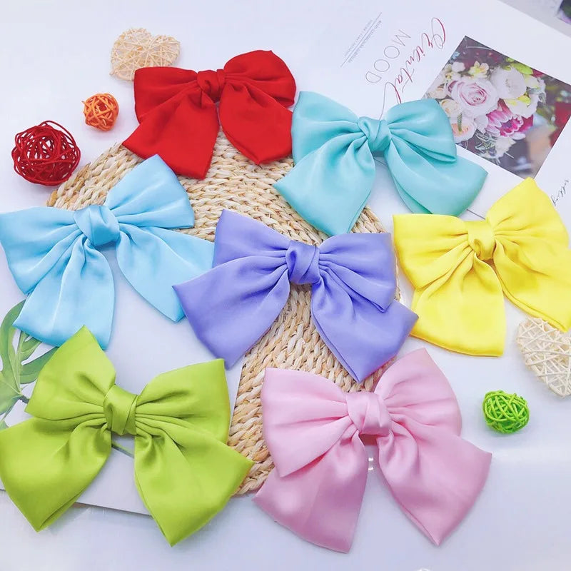 NEW Fashion Big Large Bow Hairpin Soft Chiffon Hairgrips For Women Girls Satin Trendy Lady Hair Clip Barrette Hair Accessories - CRAVO ROSE