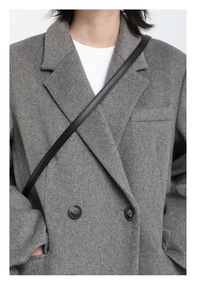 Casaco de lã feminino CHIC VEN, blazer longo de lã, blusa grossa e quente, sobretudo feminino, blusa feminina para escritório, outono e inverno