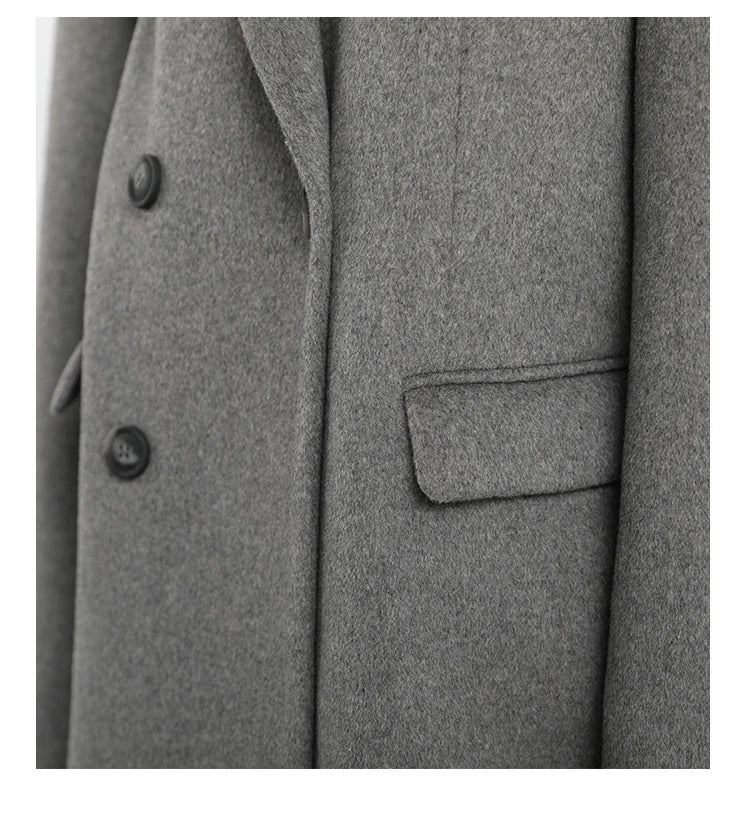 Casaco de lã feminino CHIC VEN, blazer longo de lã, blusa grossa e quente, sobretudo feminino, blusa feminina para escritório, outono e inverno