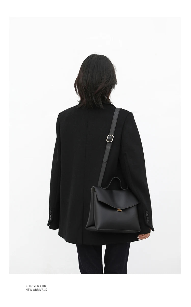 Casaco de lã feminino CHIC VEN, blazer longo de lã, blusa grossa e quente, sobretudo feminino, blusa feminina para escritório, outono e inverno