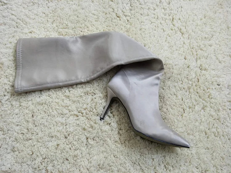 Botas femininas Eilyken 2025 de cano alto acima do joelho, elásticas e sensuais para boate, sapatos longos para mulheres