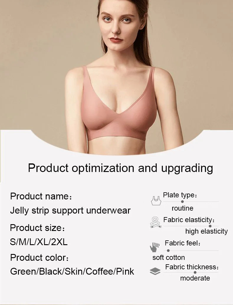 Seamless Women Underwear Sexy V-neck No Steel Ring Small Chest Gathered Adjustable Support  Small Comfortable Thin Top Bra