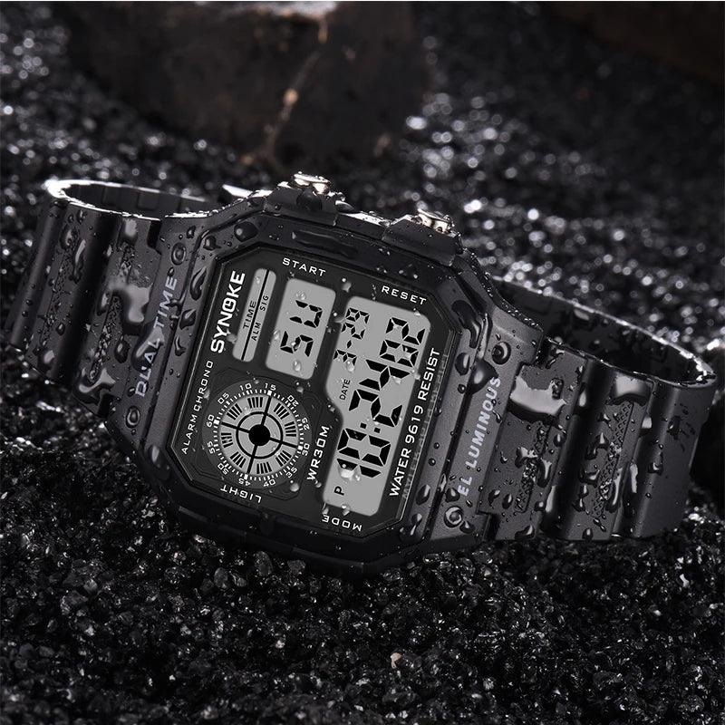 SYNOKE Military Sports Watch Digital Watch LED Men Clocks Relojes Deportivos Waterproof Luminous Alarm Clock Male 2019 - CRAVO ROSE