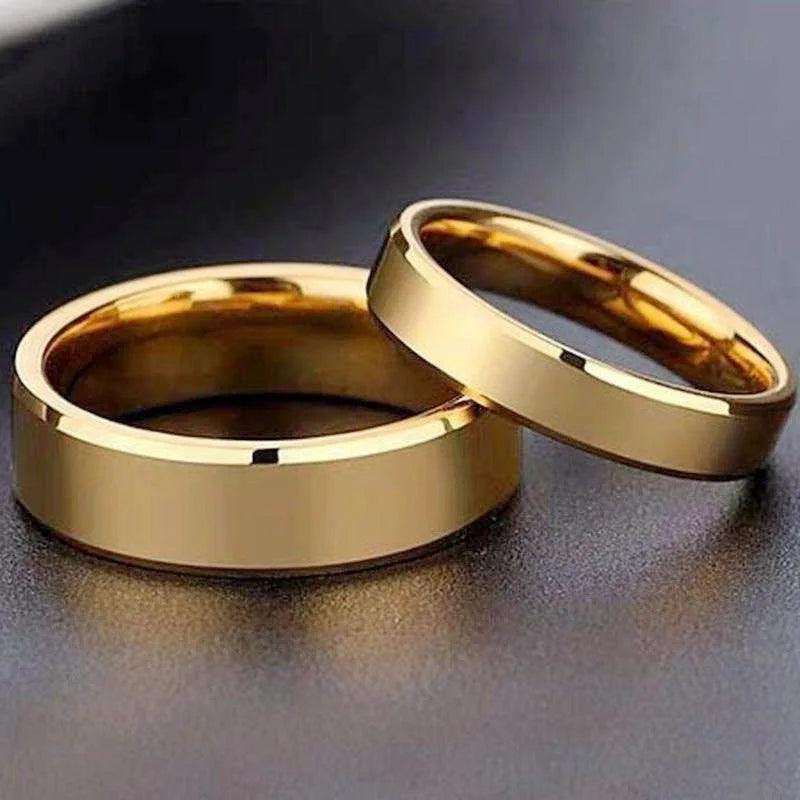 RAMOS Smooth Stainless Steel Couple Rings Gold colour Simple 4MM 6MM Women Men Lovers Wedding Jewelry Engagement Gifts - CRAVO ROSE