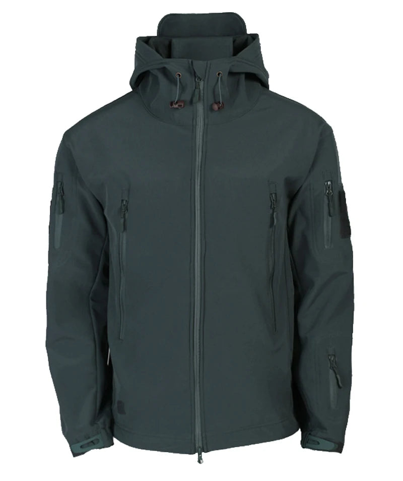 2024 New Fashionable Shark Skin Soft Shell Jacket Men's Tactical Windproof Waterproof Jacket Men's Jacket Hooded Jacket