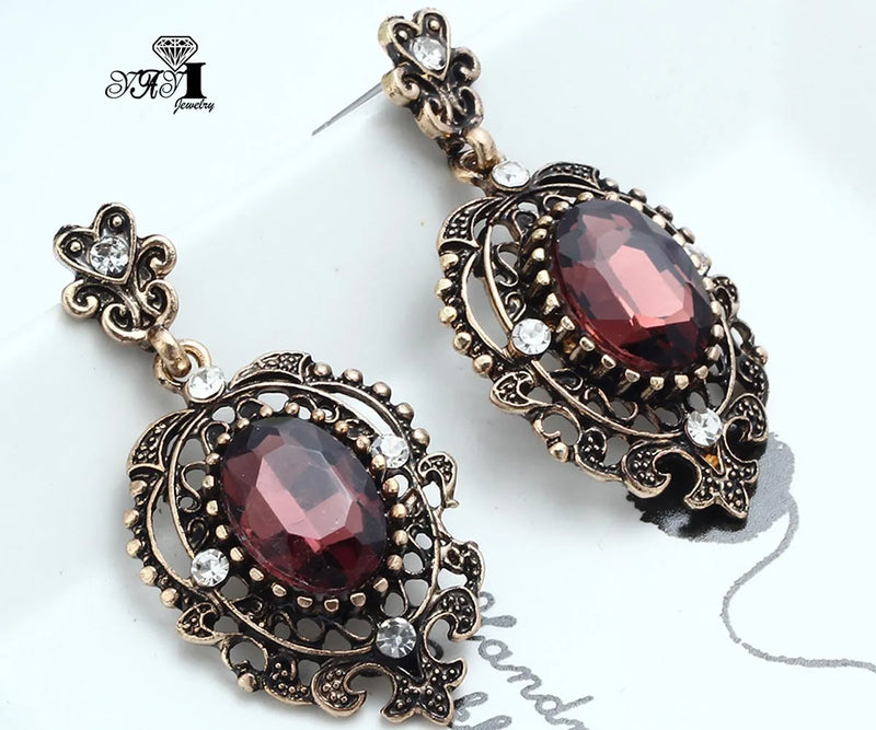 YaYi Jewelry Fashion Colorfull Glass Crystal Rhinestone Dangle Crystal Women Ancient Silver Color Wear Ear Band Tassel Earrings - CRAVO ROSE