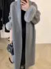 Boutique Inverno Nova Moda Retro Dupla Face Lã Grossa Temperamento Longo Jaqueta Feminina