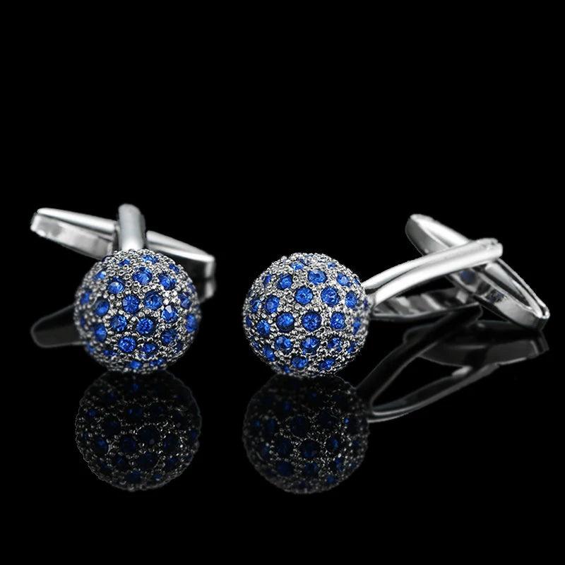 Summer new high quality brass hand inlaid Blue Crystal zircon Cufflinks classic style men's jewelry gifts - CRAVO ROSE