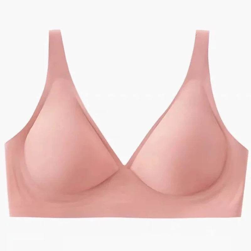 Seamless Women Underwear Sexy V-neck No Steel Ring Small Chest Gathered Adjustable Support  Small Comfortable Thin Top Bra